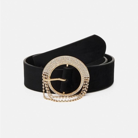 ALDO Women’s Adwendania Waist belt in black/clear/gold size Medium - Picture 1 of 6